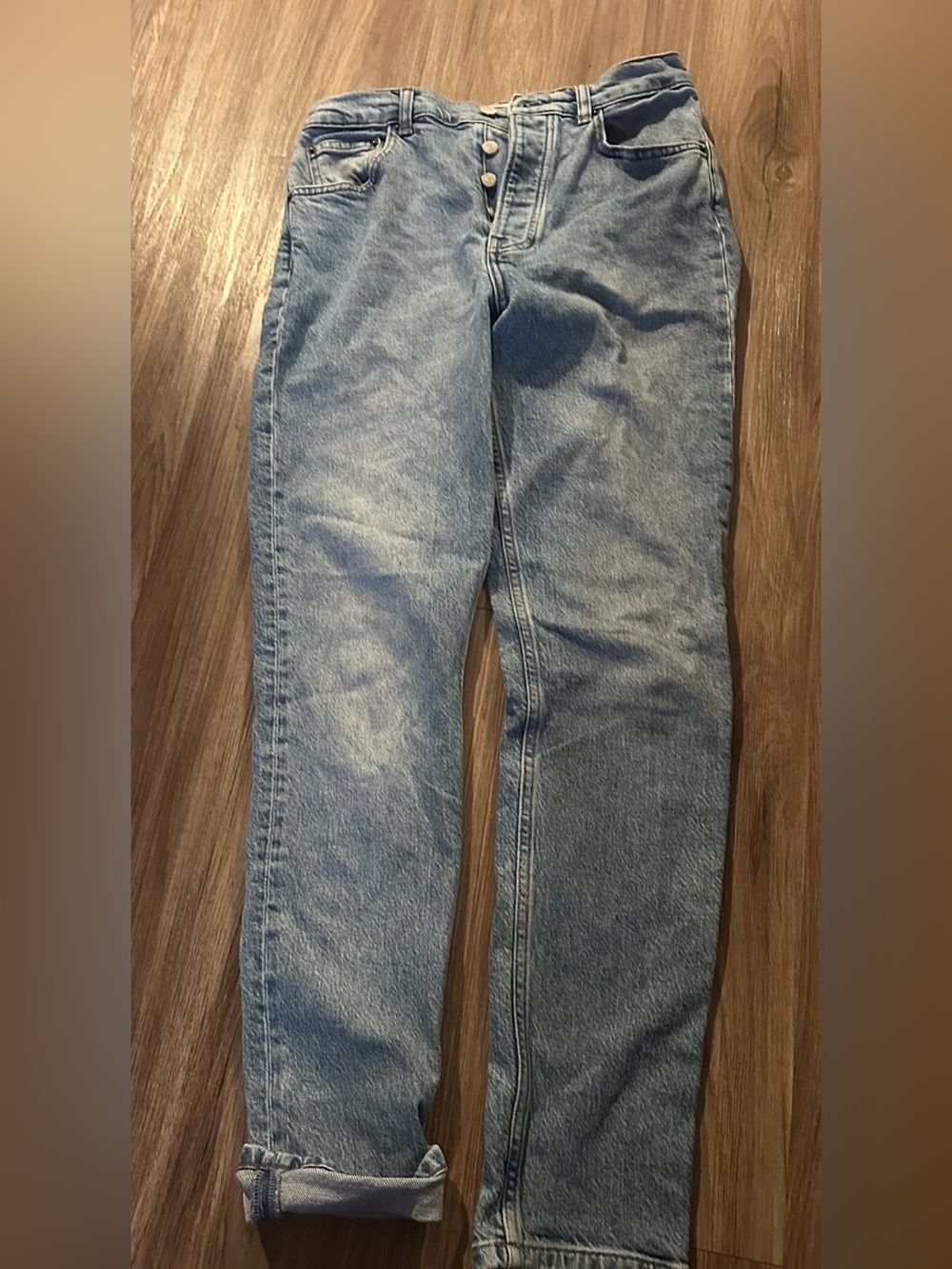 Reformation Light Blue Slim Straight women’s maya wash Jeans.